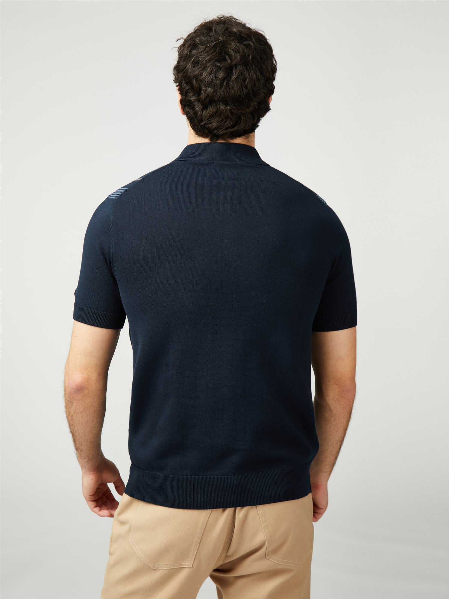 Birdseye Stripe Polo - Dark Navy