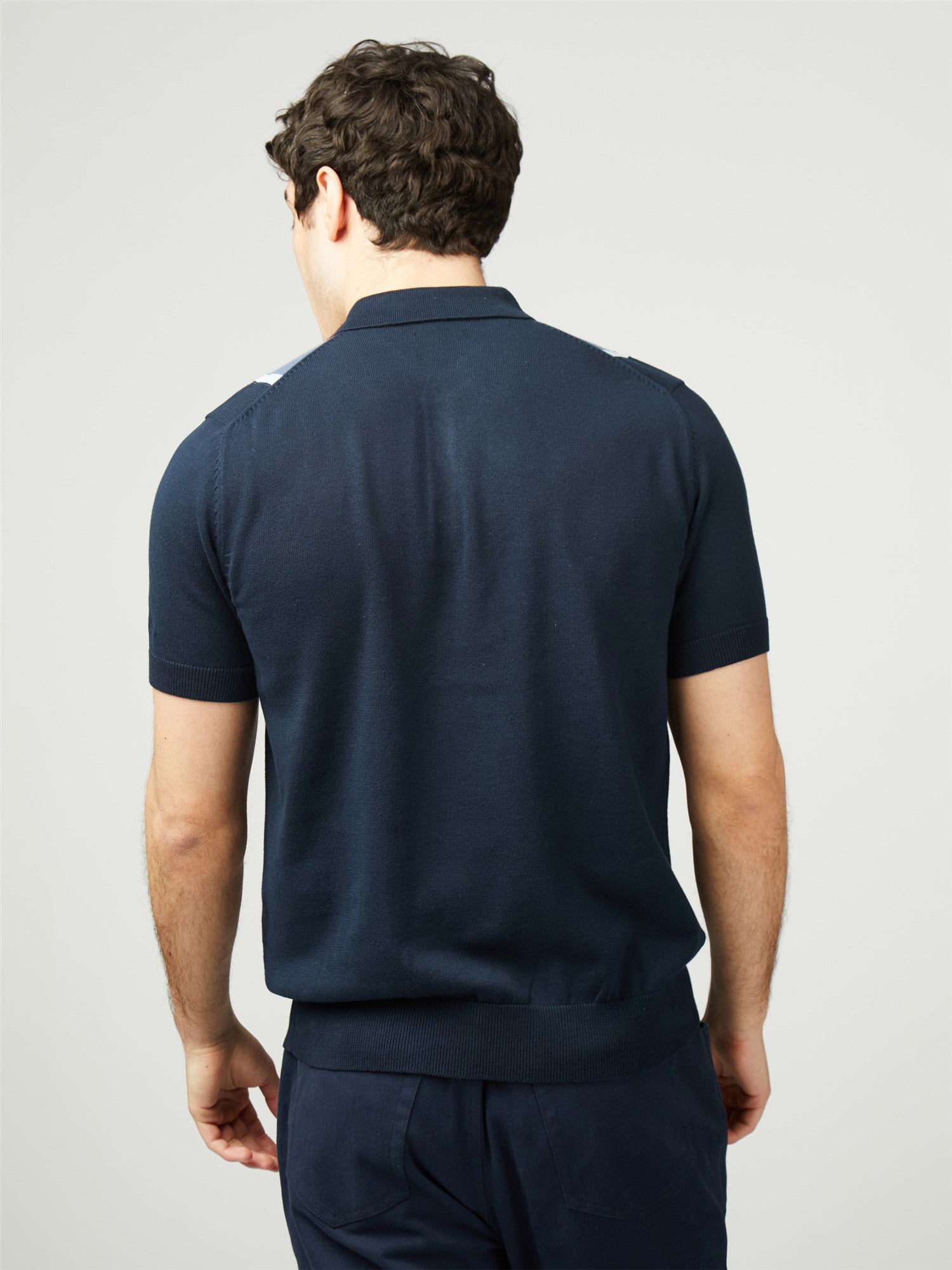 Vertical Stripe Polo - Navy