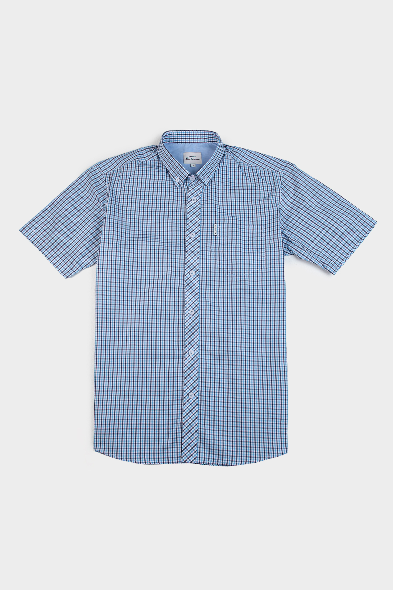 CHECK SHORT SLEEVE SHIRT - LIGHT BLUE