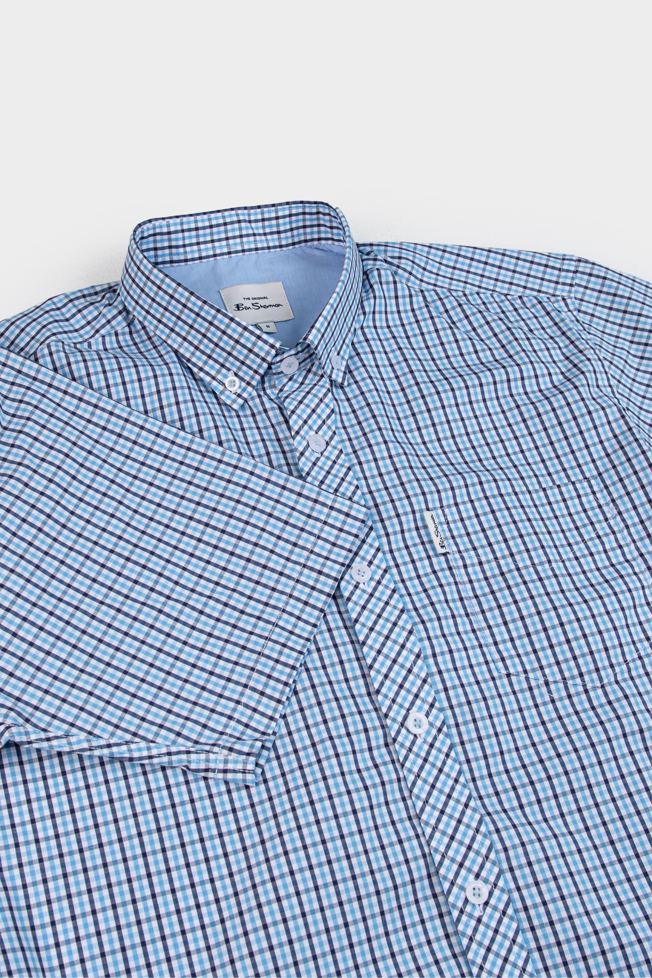 CHECK SHORT SLEEVE SHIRT - LIGHT BLUE