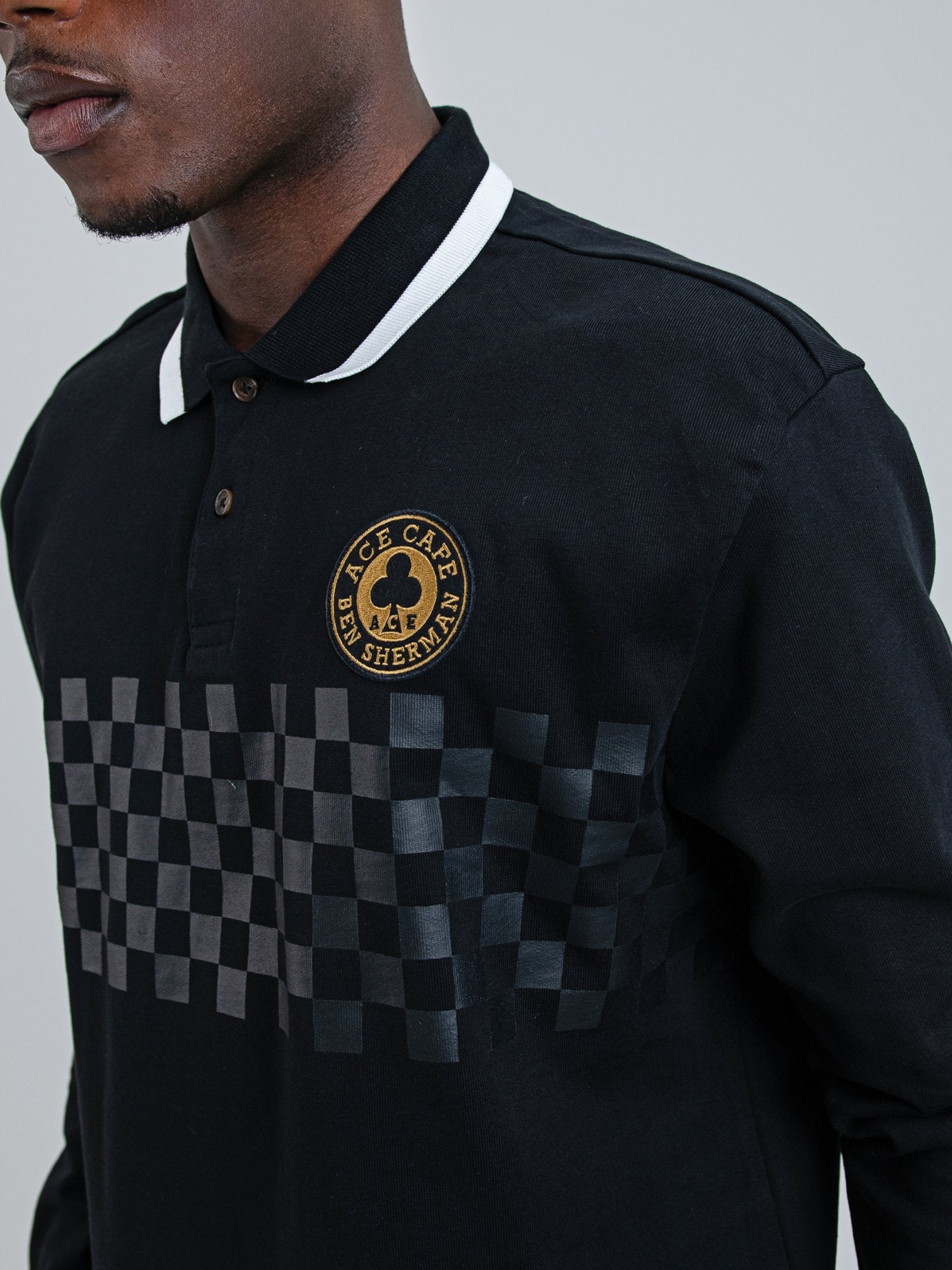 ACE CAFÉ CHEQUERBOARD POLO L/S