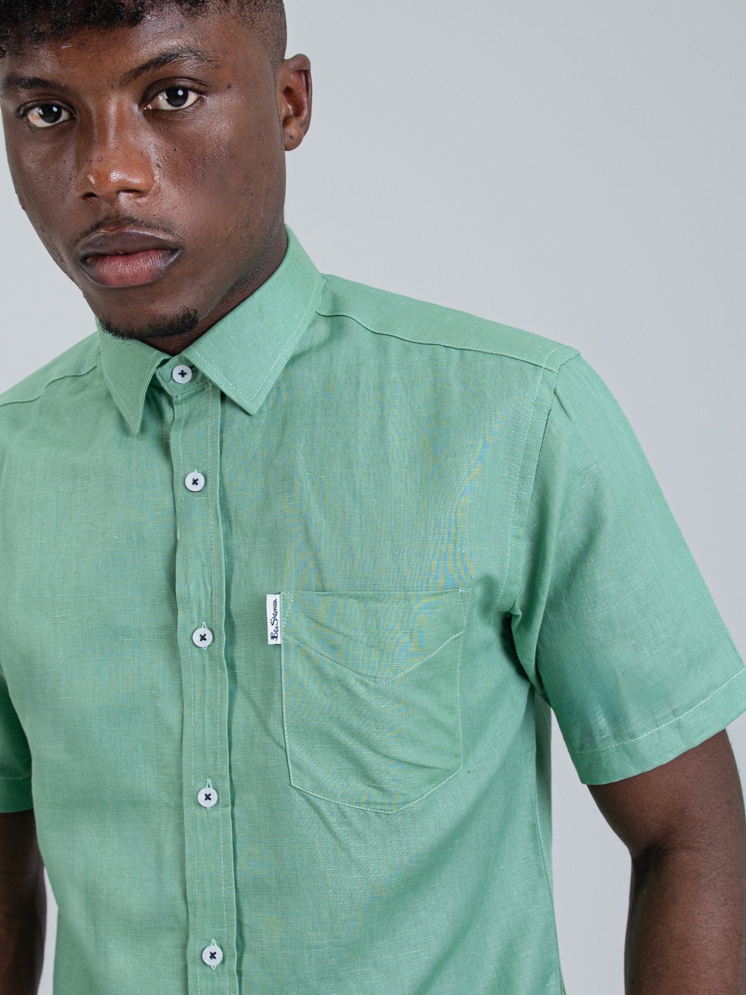 LINEN SHIRT SHORT SLEEVE - WASABI