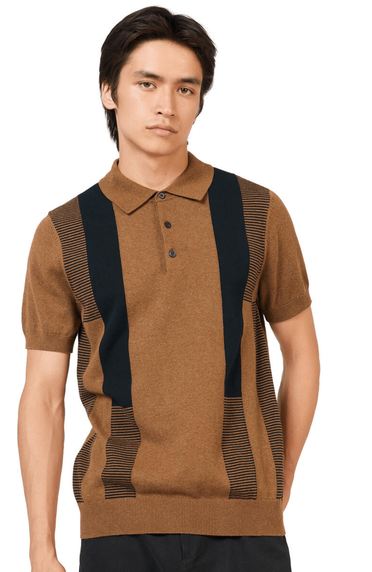 INTARSIA STRIPE POLO - GINGER