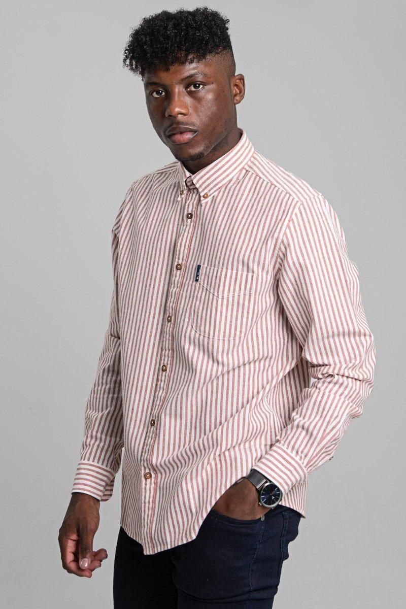 RECYCLED COTTON OXFORD STRIPE SHIRT BURNT ORANGE Ben Sherman South Africa