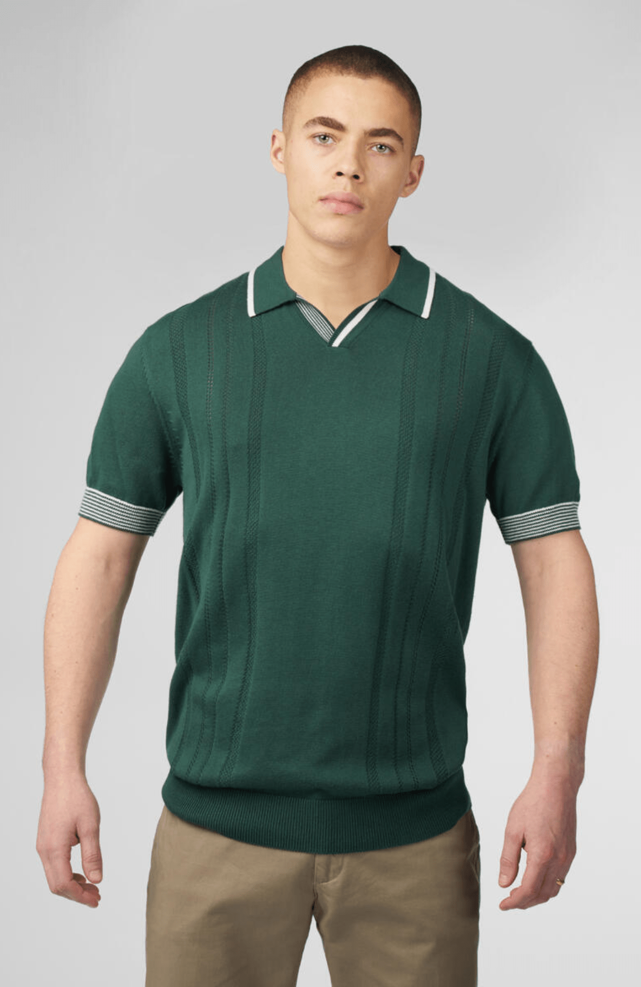 OPEN NECK POLO - GREEN