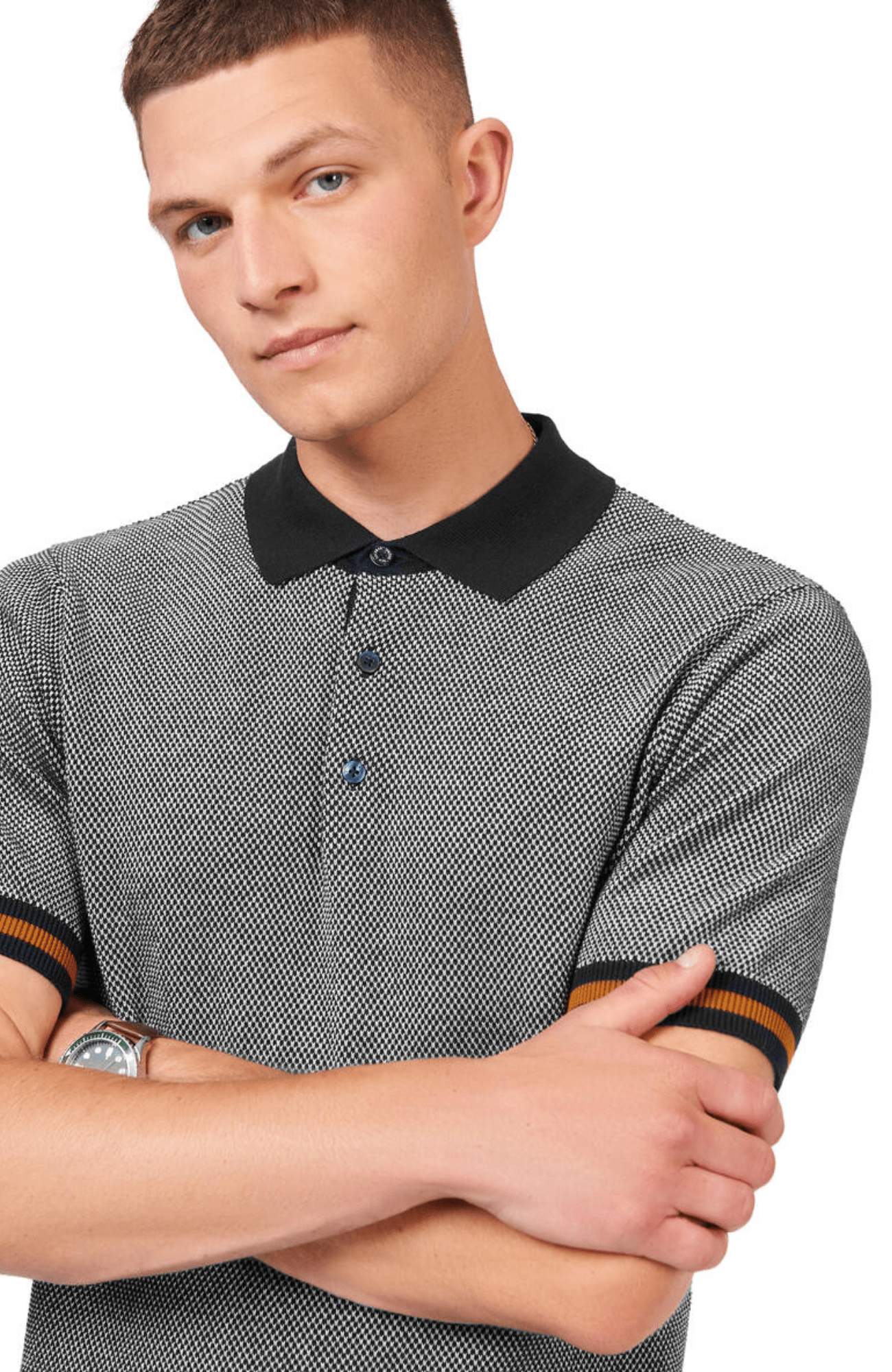 ALL OVER TEXTURED POLO - DARK NAVY