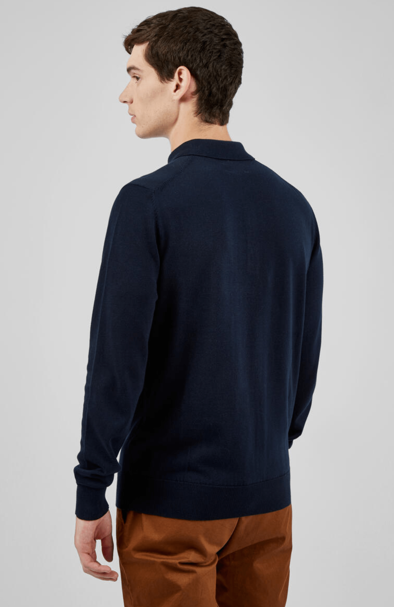 LONG SLEEVE SIGNATURE KNITTED POLO - INK BLUE