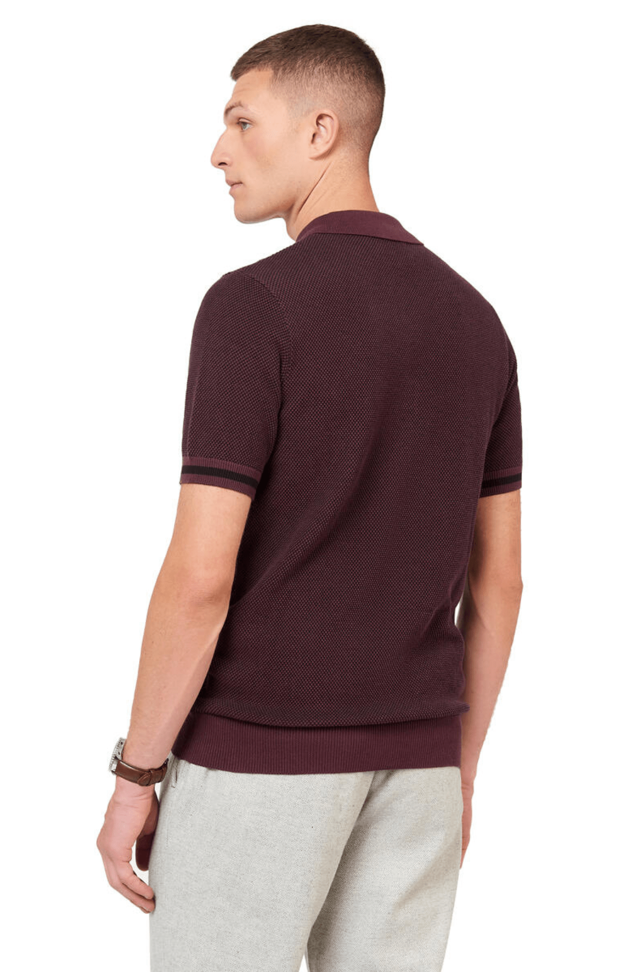 ALL OVER TEXTURED POLO - AUBERGINE