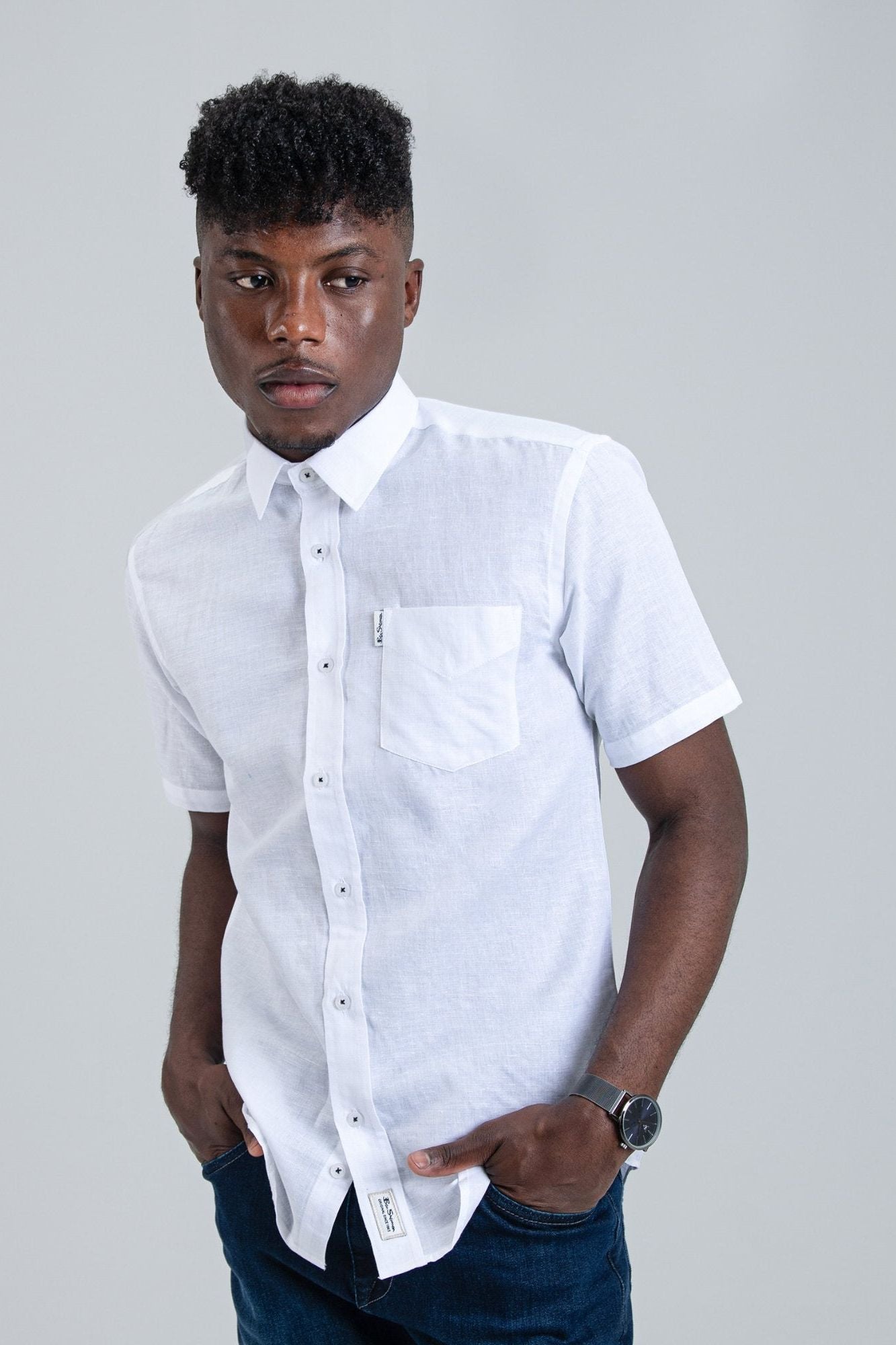 LINEN SHIRT SHORT SLEEVE - WHITE