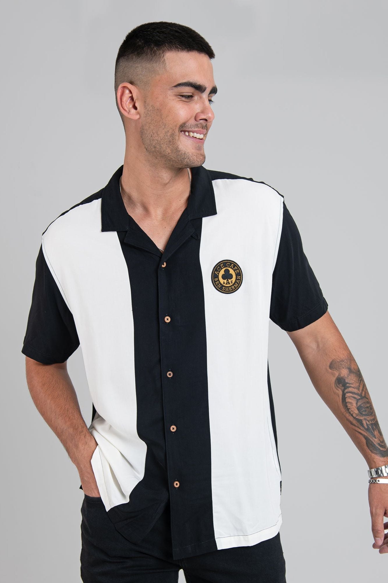 ACE CAFE BOWLING SHIRT - BLACK