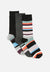 SOCKS 3PK - CHARC /BLK STRIPE