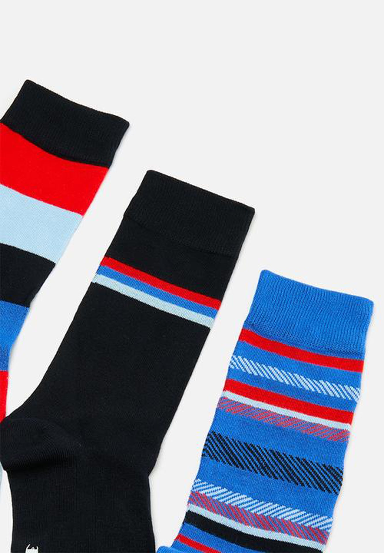 SOCKS 3PK -NVY / RED / BLUE STRIPE