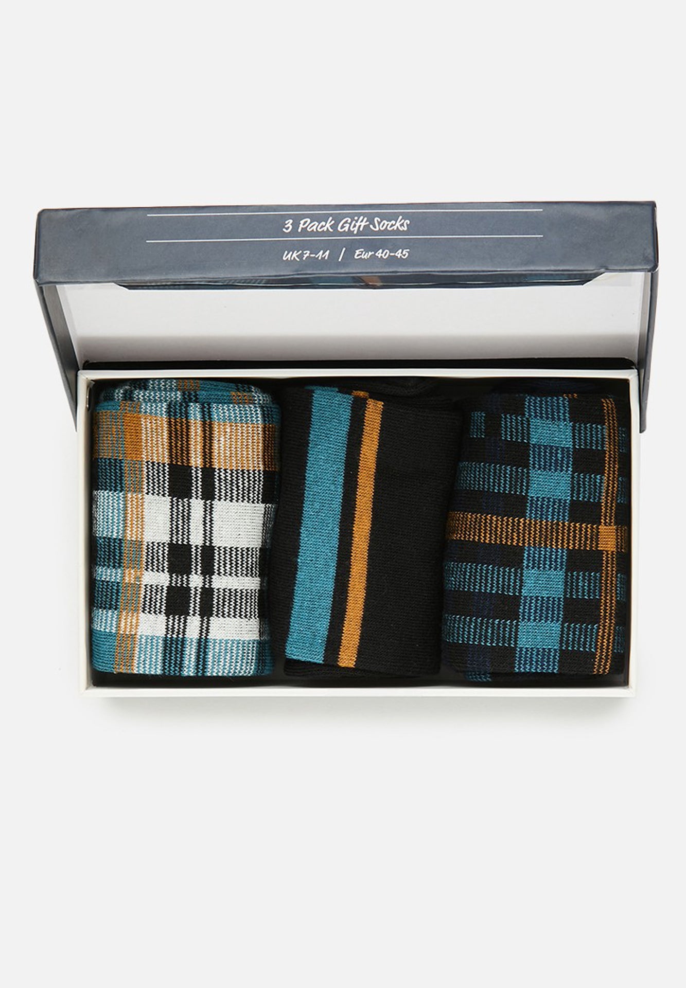 GIFT SOCKS 3PK -NAVY CHECK