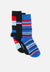 SOCKS 3PK -NVY / RED / BLUE STRIPE