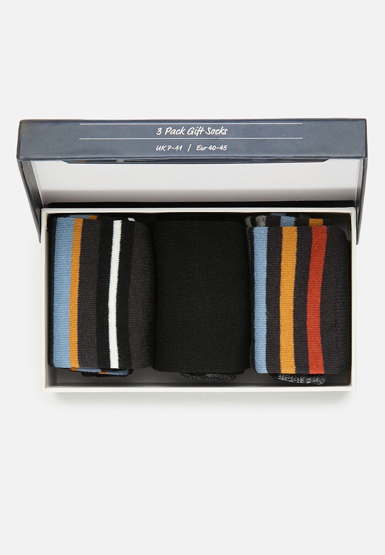 GIFT SOCKS 3PK -BLK MULTI STRIPE